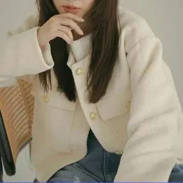 NWITH. 트위드 숏 자켓 아이보리 화이트 마에다 노조미