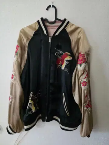 리버서블 스카잔 잉어 금붕어 벚꽃 자수 일본풍 패턴