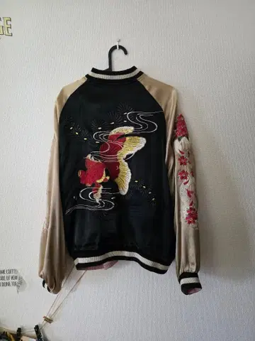 리버서블 스카잔 잉어 금붕어 벚꽃 자수 일본풍 패턴