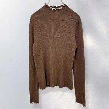 레스포와르 하이넥 리브 니트 멜로우 바이컬러 심플 M [ i403