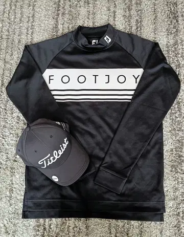 FootJoy 블랙 긴팔 셔츠 M 사이즈 캡 포함