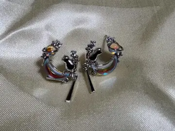 새상품 달과 고양이 귀걸이 실버 925