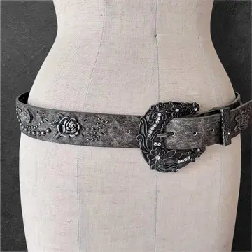 y2k 00s archive 스터드 벨트 갸루 장미 실버 그런지