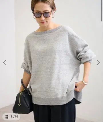 FRAMeWORK 보트넥 와이드 맨투맨 그레이