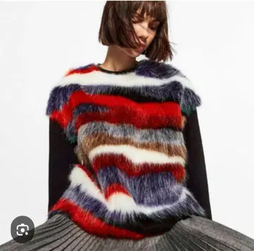 ZARA 인조 모피 트레이닝복 맨투맨