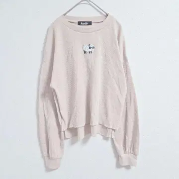 kutir 쿠티르 양 자수 와플 긴팔 풀오버 F 베이지