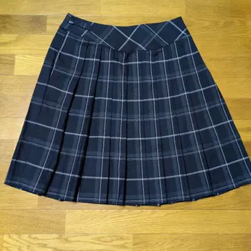 체크 무늬 플리츠 스커트 무릎 기장
