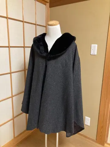 히로미치 나카노 브라운 기모노 판초 일본 의류 코트 퍼 포함