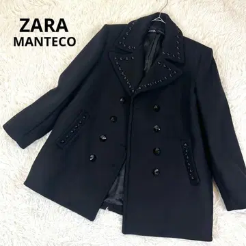 새상품급 자라 마테코 스터드 피코트 L 사이즈 MANTECO 울 블랙