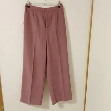 핑크 와이드 팬츠 버튼 허리밴딩