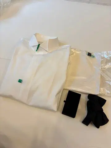 트리트 드레싱 셔츠 (L), 나비 넥타이, 커프스, 치프 4