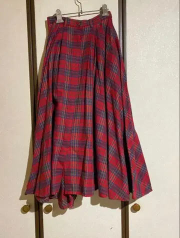 노르마 카말리 롱 스커트 타탄 체크 빨간색 체크