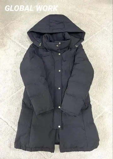 글로벌 워크 후드 부착 블랙 다운 자켓