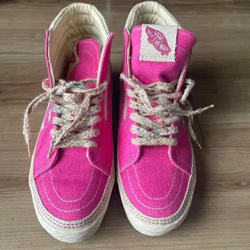 VANS 핑크 하이컷 스니커즈 린넨