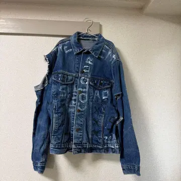 구제 의류 데미지 데님 자켓 다크 블루