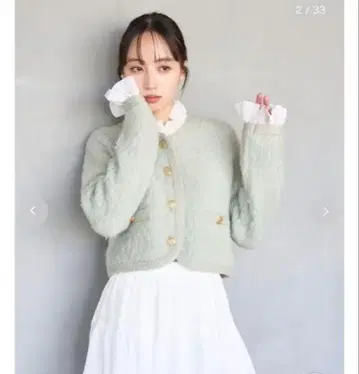 SNIDEL 퍼라이크 프릴 니트 자켓