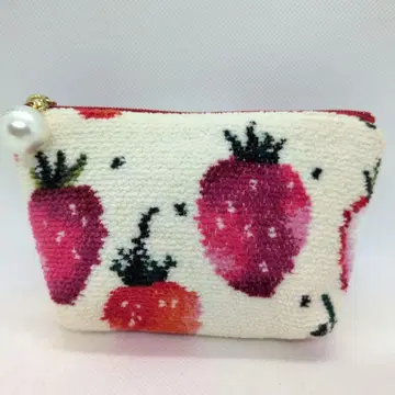[ 미사용급 ] 페이러 러브러리 파우치 스트로베리 모조 진주 도트