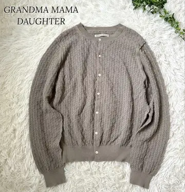 새상품급 LOOK 게재 그랑마마도터 스퀘어 패턴 C/N 가디건