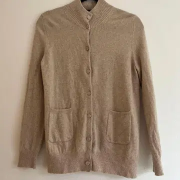 베이지 캐시미어 100% 긴팔 가디건