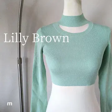 릴리 브라운 초커 넥 크롭 기장 상의 플레어 슬리브