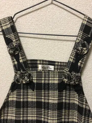 ROSE PECO 에이프런 / 꽃잎 체크 블랙