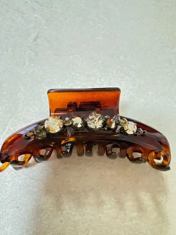 컴플렉스 비즈 브라운 크리스탈 장식 헤어 클립 머리핀