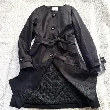 새상품급 아베닐 에투알 노카라 코트 리본 벨트 블랙 40