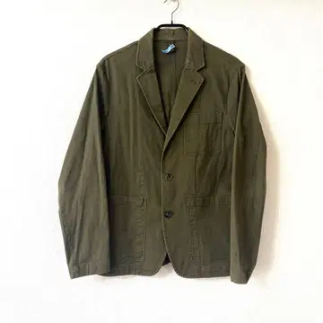 MANGO 코튼 테일러드 자켓 올리브