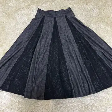 JILLSTUART 질스튜어트 레이스 절개 데님 플레어 스커트 S