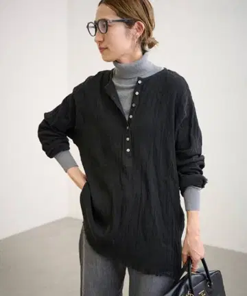 FRAMeWORK 양류 헨리 블라우스 블랙 프레임워크