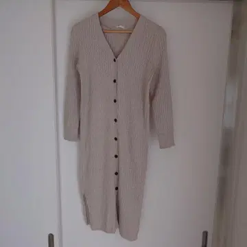 GU 베이지 V넥 롱 가디건 S 사이즈