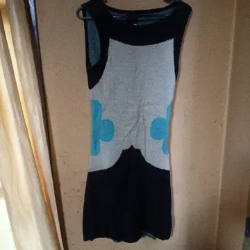 슬리브리스 미니 원피스 S 블랙과 파랑