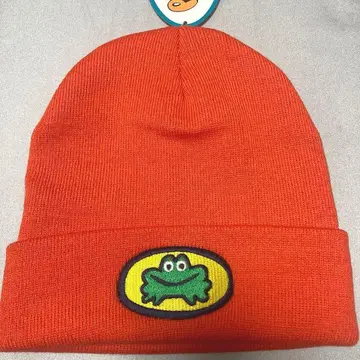 새상품 미사용 공식 파라파라 래퍼 니트 모자 비니 오렌지 개구리 자수