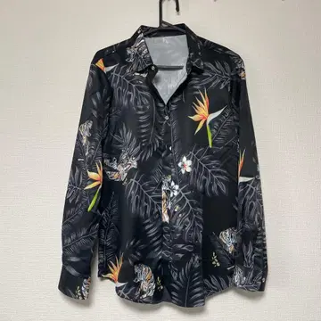 호랑이 무늬 긴팔 셔츠 블랙