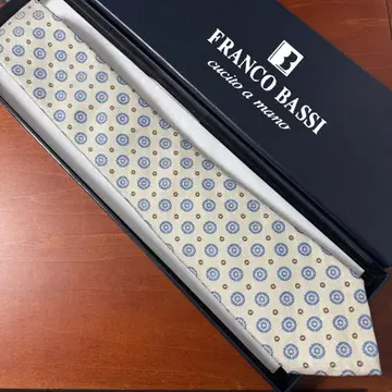 정가 1.7만 프랑코 바시 ISETAN 별주 코몬 무늬 넥타이 크림