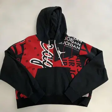 Jordan 그래픽 숏 기장 후드티 M 블랙/빨간색