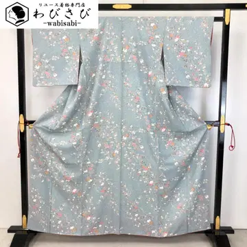 코몬 염색 패턴 꽃 무늬 하늘쥐색 두드림 염색 크레이프 원단 K-5007