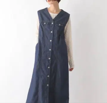 렙심 데님 베스트 원피스 FREE 사이즈, 네이비