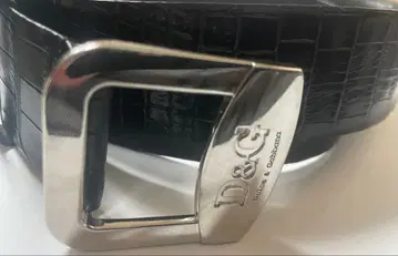 D&G 블랙 가죽 벨트 크로커다일풍
