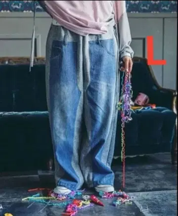 니코앤드 MODE NORM CORE 데님 패치워크 팬츠 L 와이드 팬츠