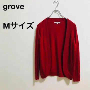 니트 가디건 globe 빨간색 얇은 소재 버튼리스 M 사이즈 래글런