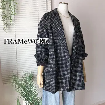 [ 새상품급 ] FRAMeWORK 트위드 더블 브레스트 자켓 코트