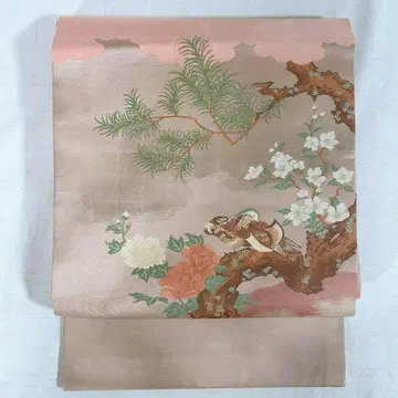 ON33 나고야 오비 핑크 새, 꽃, 새상품급, 익명 배송, 초특가