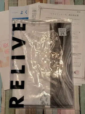 새상품급 릴라이브 RELIVE 화이트 M 2분 소매 T셔츠 한 번만 착용
