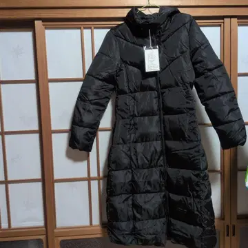 블랙 폴리에스테르 롱 코트 L 사이즈