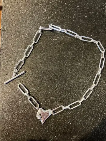실버 체인 목걸이 하트형