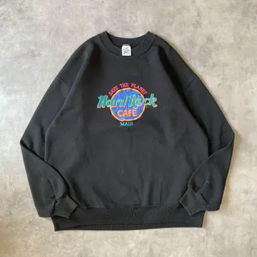 하드 록 카페 저지 맨투맨 USA제 80s 구제 의류 L 블랙