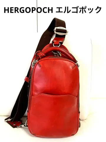 에르고포크 바디백 왁싱 레더 원 숄더 레드