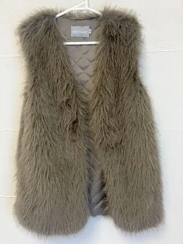 인조 모피 베스트 M 브라운