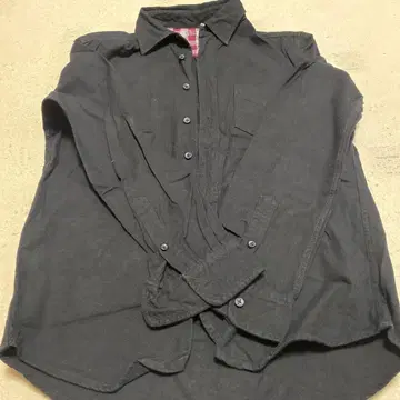 블랙 긴팔 셔츠 사이즈 38 체크 옷깃